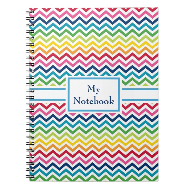 Personalisiertes Notebook - Mehrfarbige Zigzags Notizblock (Vorderseite)