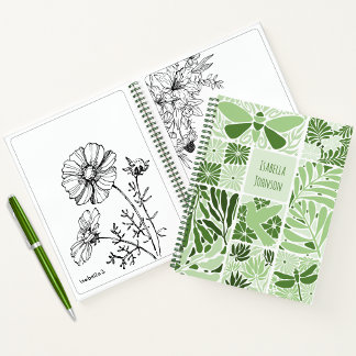 Personalisiertes Notebook mit Bio grünen Mustern Notizbuch