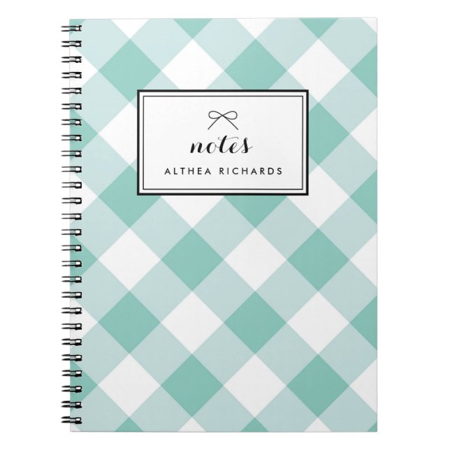 Personalisiertes Notebook mit Blue Gingham Pattern Notizblock (Vorderseite)