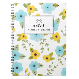 Personalisiertes Notebook mit gelbem und blauem Bl Notizblock