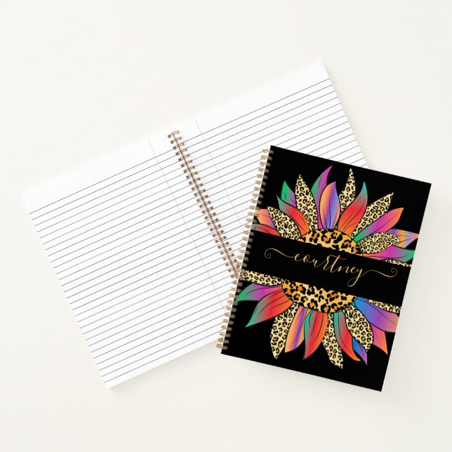 Personalisiertes Notebook mit Regenbogen- und Leop Notizbuch (Innenseite)