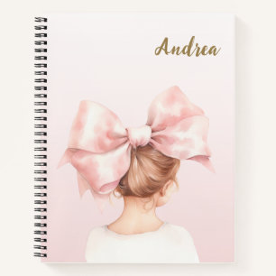 Personalisiertes Notebook mit rosa Bow Girl   Prep Notizbuch