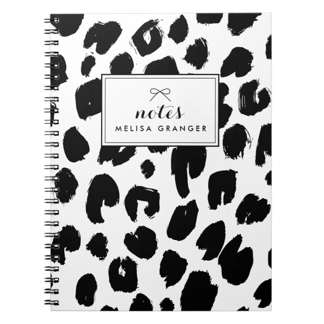 Personalisiertes Notebook mit schwarzem Leopard Notizblock (Vorderseite)