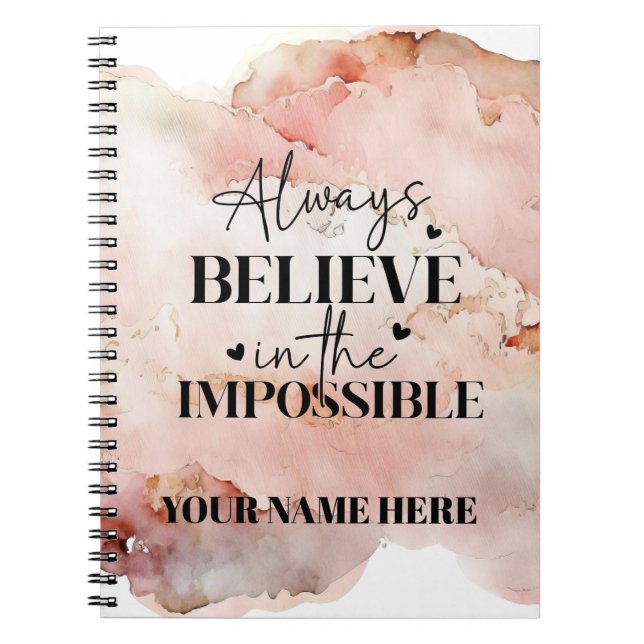 Personalisiertes Notebook - Soft Pink mit Zitat Notizblock (Vorderseite)