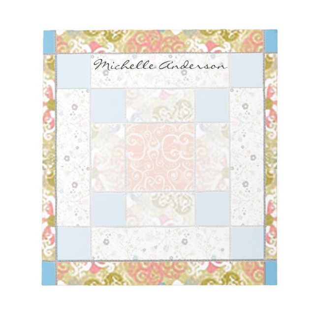 Personalisiertes Notepad auf dem Chimney Quilt Notizblock (Vorderseite)