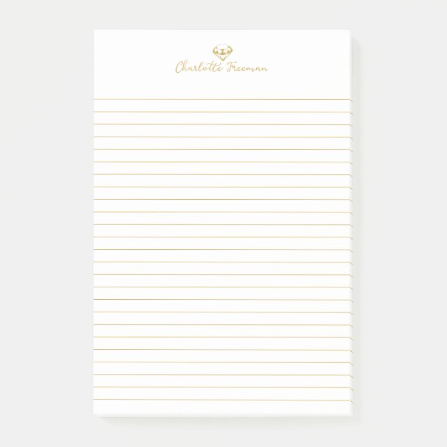 Personalisiertes Notepad mit goldenem Diamant Post-it Klebezettel (Vorderseite)