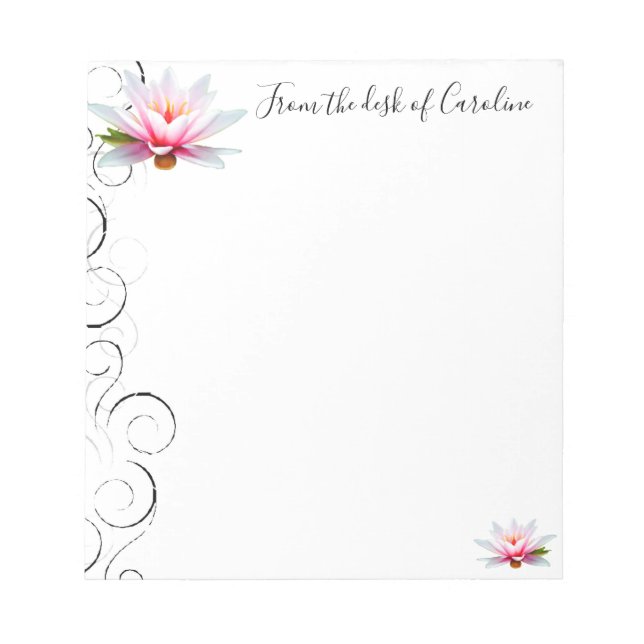 Personalisiertes Notepad mit Wasserlilie Notizblock (Vorderseite)
