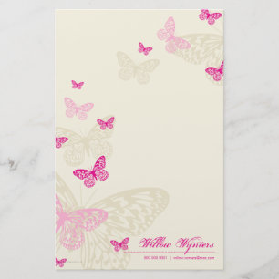 PERSONALISIERTES NOTEPAPIER: Schmetterlinge 4P Briefpapier