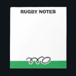 Personalisiertes Notizblock mit niedlichem Rugby-B<br><div class="desc">Personalisiertes Notizblock mit niedlichem Rugby-Ball-Design. Benutzerdefiniertes Memo mit Notizblock für Männer,  Frauen und Kinder. Moderne Schul- und Büroausstattung mit Sportdarstellung.</div>