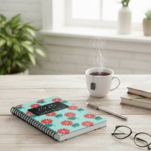 Personalisiertes Notizbuch mit Blumenmuster für 20 Planer