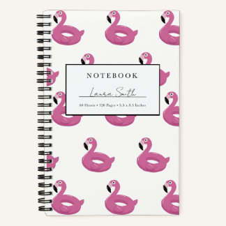 Personalisiertes Notizbuch mit rosa Flamingo-Schwi