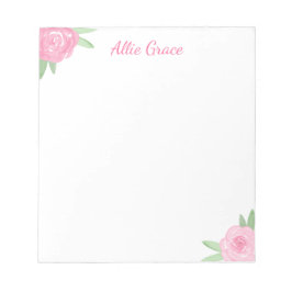 Personalisiertes Notizbuch mit rosa Rosen - Name Notizblock