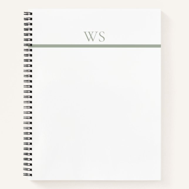 Personalisiertes Notizbuch mit Salbeigrünem Balken (Vorderseite)