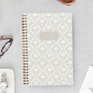 Personalisiertes Notizbuch Palm Damask Leinen Be