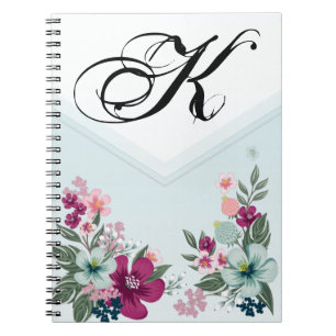 Personalisiertes Notizbuch Tropische Blume auf Blu Notizblock