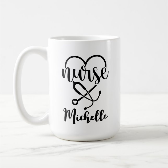 Personalisiertes Nurse Stethoscope Minimalistisch  Kaffeetasse (Links)
