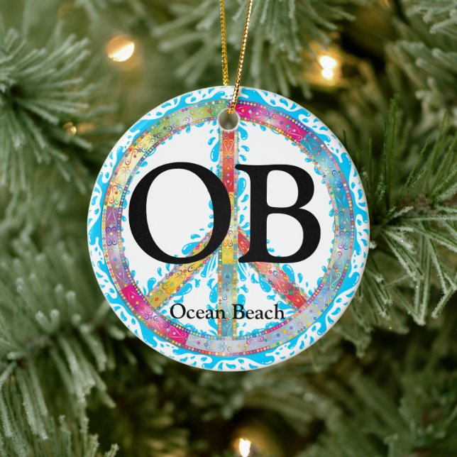 Personalisiertes OB Ocean Beach Keramik Ornament (Baum)