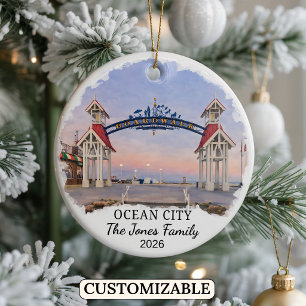 Personalisiertes Ocean City-Ornament, Maßgeschneid Keramik Ornament