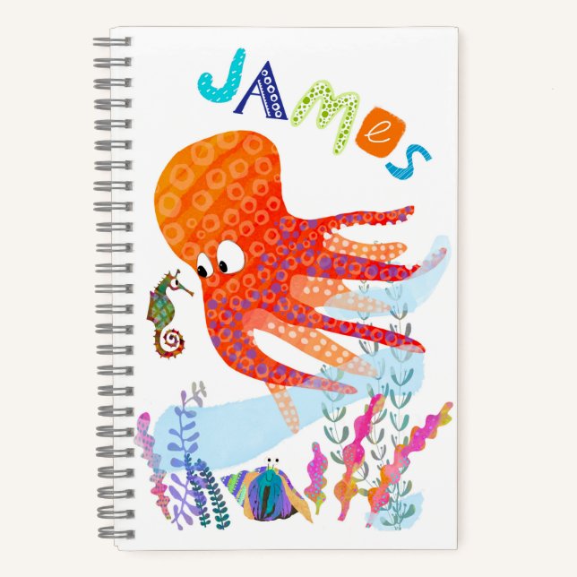 Personalisiertes Octopus- und Ocean Friends-Notebo Notizbuch (Vorderseite)