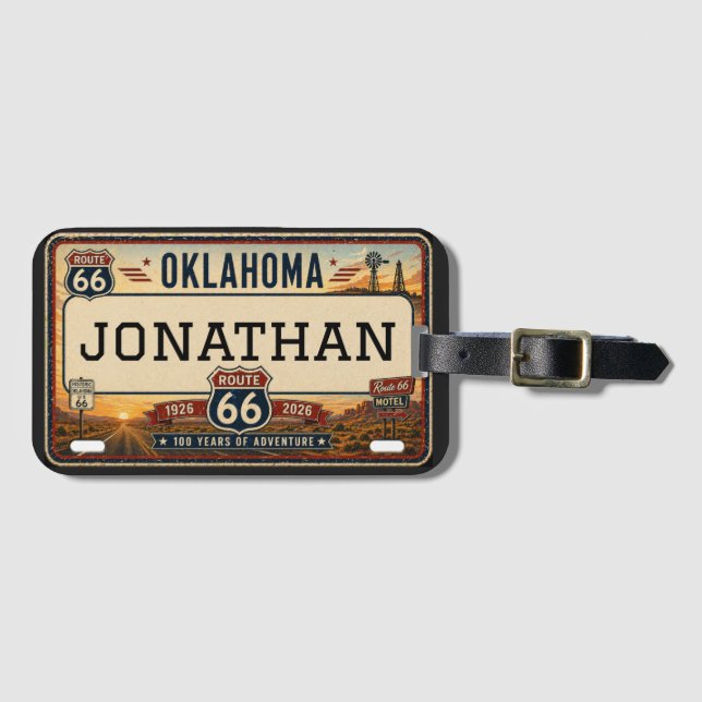 Personalisiertes Oklahoma Route 66 Design Gepäckanhänger (Vorderseite (Horizontal))