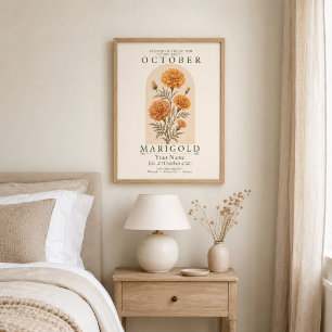 Personalisiertes Oktober-Tagetes-Geburtsblumenpost Poster