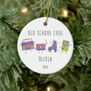 Personalisiertes Old School Cool Retro-Ornament Keramik Ornament