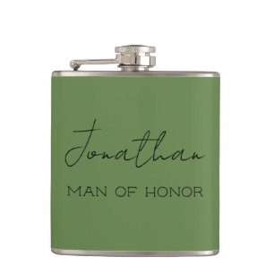 Personalisiertes Olive-Grün Man of Honor  Flachmann