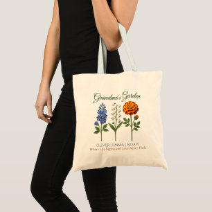 Personalisiertes Oma-Geschenk Häkel-Geburtsblumen Tragetasche