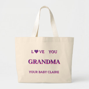 Personalisiertes Oma Script Large BAG PINK LILA Jumbo Stoffbeutel