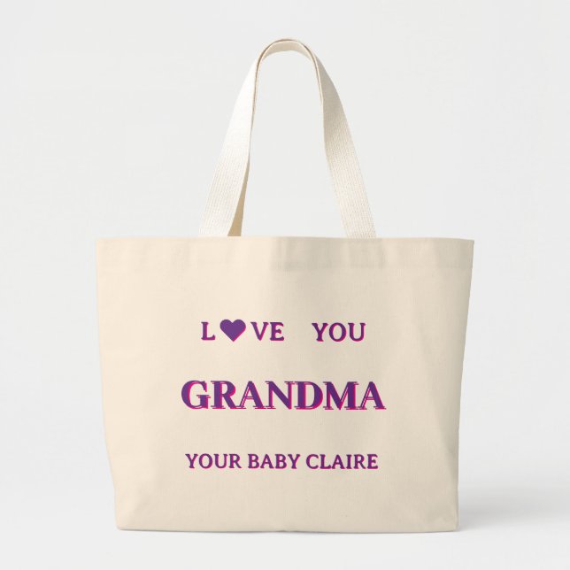 Personalisiertes Oma Script Large BAG PINK LILA Jumbo Stoffbeutel (Vorne)
