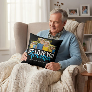 Personalisiertes Opa-Foto-Geschenk mit blauem Text Kissen