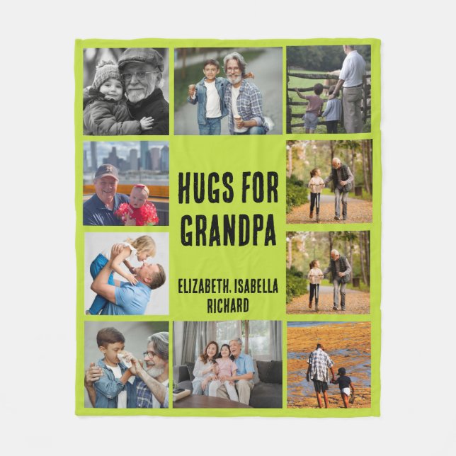 Personalisiertes Opa-Geschenk mit 10-Foto-Collage  Fleecedecke (Vorderseite)