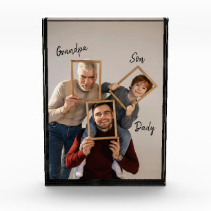 Personalisiertes Opa-Vater-Sohn-Foto-Blockschild Fotoblock