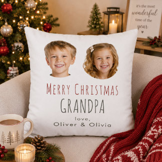 Personalisiertes Opa-Weihnachtsgeschenk 2 Fotos Kissen
