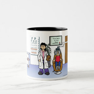 Personalisiertes Optometrist - Cartoon bei Frauen Zweifarbige Tasse