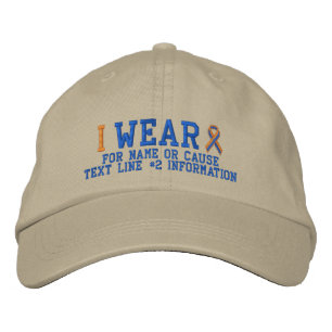 Personalisiertes Orange Blue Ribbon-Bewusstsein Bestickte Kappe
