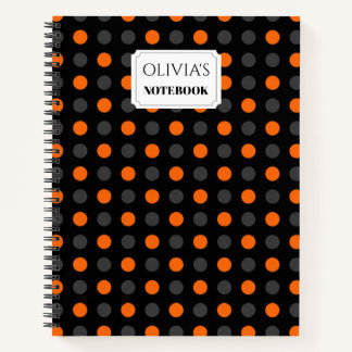 Personalisiertes orange-graues Punkte-Notizbuch Notizbuch