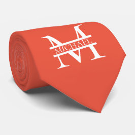 Personalisiertes Orange Monogramm und Name Krawatte
