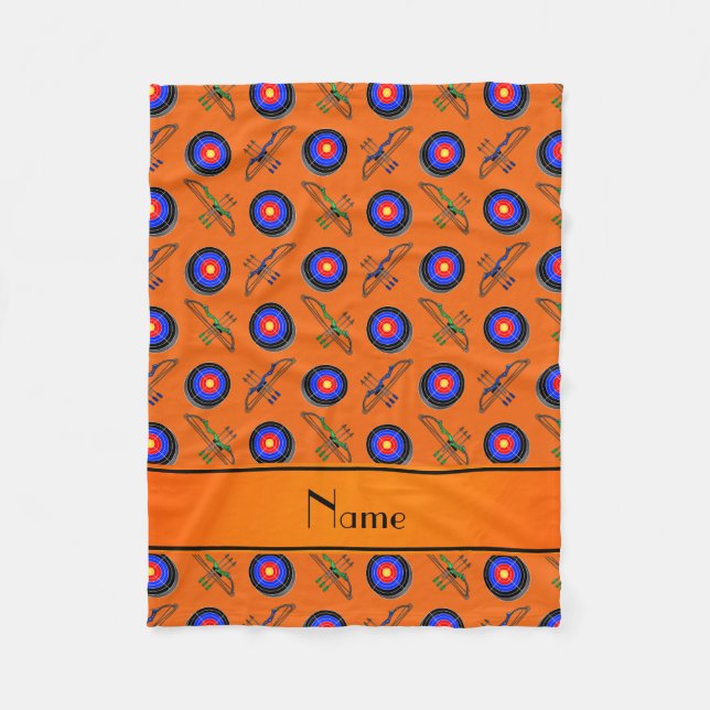 Personalisiertes orange Namensbogenschießen Fleecedecke (Vorderseite)