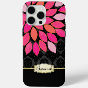 Personalisiertes Orange Pink Black Gold iPhone Cas 15 Pro Max Hülle