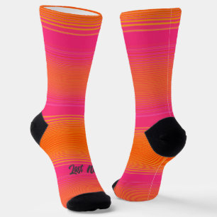 Personalisiertes Orange- und rosa Streifenmuster Socken