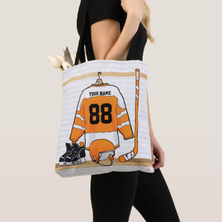 Personalisiertes Orange- und Weißeisenhockey Jerse
