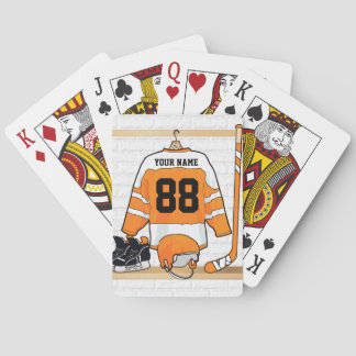 Personalisiertes orange und weißes Eis-Hockey Spielkarten