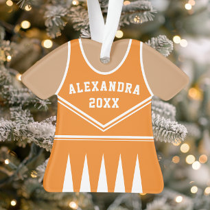 Personalisiertes orangefarbenes Cheerleader-Kostüm Ornament