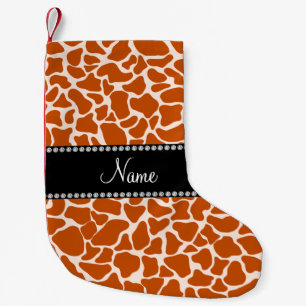 Personalisiertes orangefarbenes Giraffenmuster Kleiner Weihnachtsstrumpf