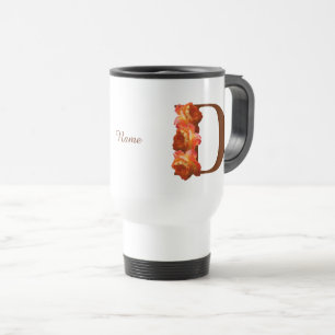 Personalisiertes orangefarbenes Rosenmonogramm Anf Reisebecher