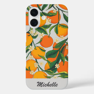 Personalisiertes Orangen Zitrusfrüchte Blumenmuste iPhone 16 Hülle