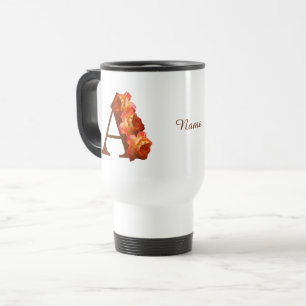 Personalisiertes Orangeroses Monogramm Initial A Reisebecher