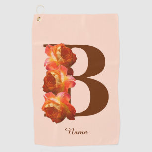 Personalisiertes Orangeroses Monogramm Initial B Golfhandtuch