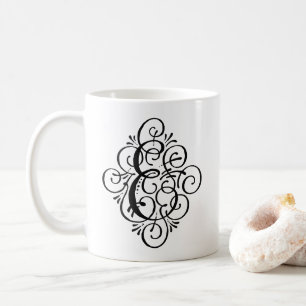 Personalisiertes Ornament-Monogramm mit Schwung Kaffeetasse